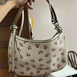 Coach Cream and Pink Floral Crossbody Bag